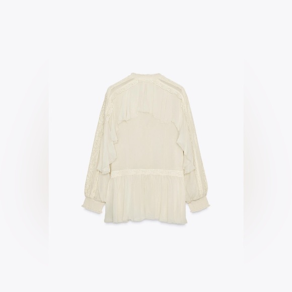 ZARA ZW COLLECTION LACE RUFFLE BLOUSE - Picture 15 of 16